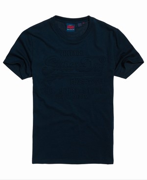 Superdry Ing Shop Embossed Férfi Pólók Kék | FRSAQ1742